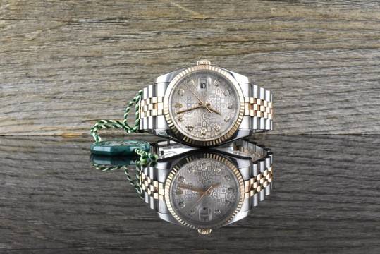  Rolex Datejust 36 Stahl & Roségold - Pink Computer Diamond Dial - B&P 2013 