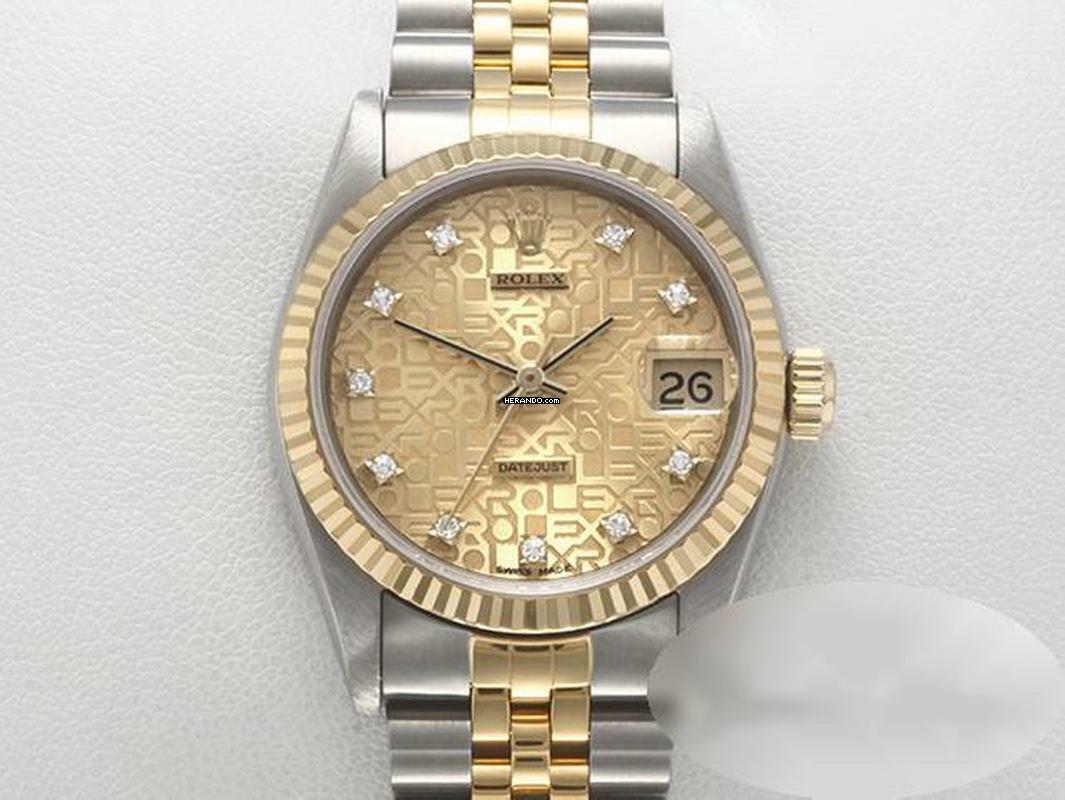 Rolex Datejust 31 Stahl Gelbgold 750 Diamanten Automatik Gold Stahl Stainless Steel 18kt Yellow Gold Jubilé-band Chronometer Oyster