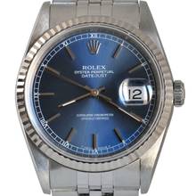 Thumbnail von Rolex Datejust 36 16234 Soleil blue dial 1991 Full Set TOP Condition
