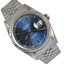 Thumbnail von Rolex Datejust 36 16234 Soleil blue dial 1991 Full Set TOP Condition