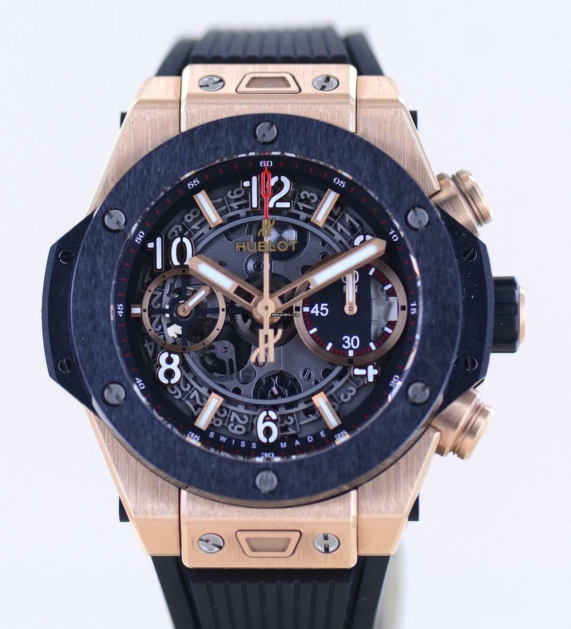  Hublot Big Bang Unico Flyback Chronograph 42mm 18K King Gold Skeleton Dial Luxury 