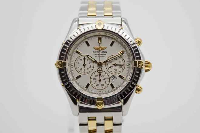  Breitling Shadow Flyback Chronomat in 38 mm Stahl/Gold LC100 Fullset neuer Service 