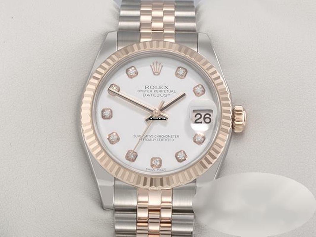  Rolex Datejust 31 31mm 178271 2018 Edelstahl Rosegold 750 Diamanten Automatik Stainless Steel 18kt Rose Gold Jubilé-band Chronometer White Dial 