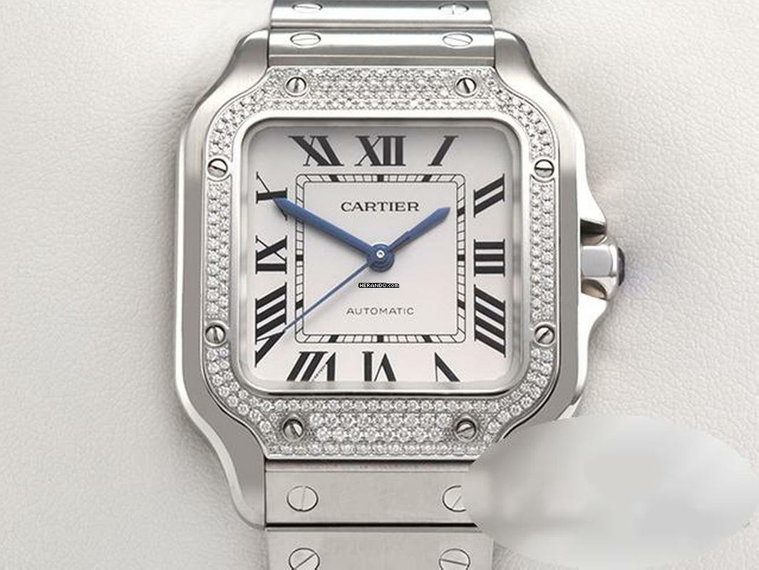  Cartier Santos Mittleres Modell W4sa0005 2023 Edelstahl Diamanten Automati Steelk 