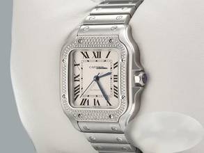Thumbnail von Cartier Santos Mittleres Modell W4sa0005 2023 Edelstahl Diamanten Automati Steelk