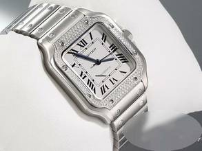 Thumbnail von Cartier Santos Mittleres Modell W4sa0005 2023 Edelstahl Diamanten Automati Steelk