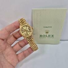 Thumbnail von Rolex Lady-Datejust Presidente Bark Finish Full Gold 26mm Autom. Completo