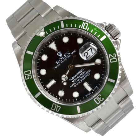  Rolex Submariner Date 16610LV MK1 Kermit Fat Four bezel Full Set TOP Condition 
