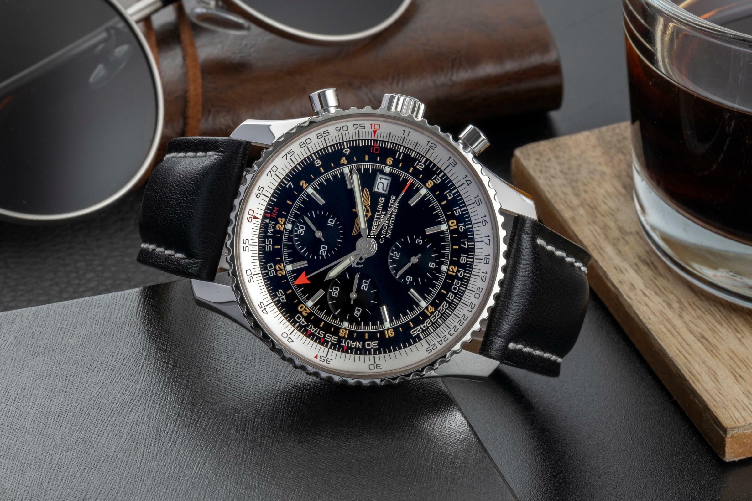 Thumbnail von Breitling Navitimer World GMT Chronograph Automatik Ref. A24322 Klassiker B&P