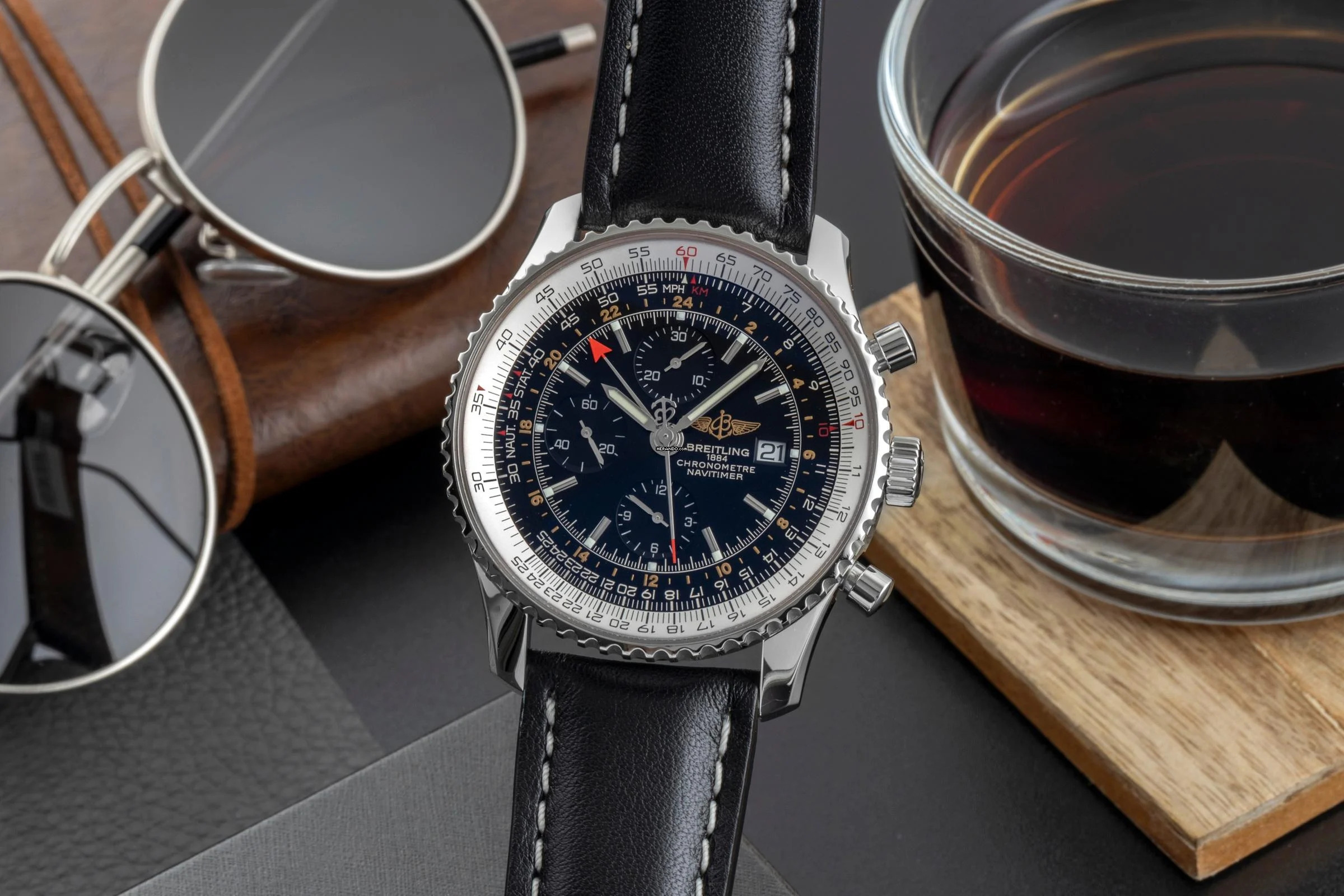 Thumbnail von Breitling Navitimer World GMT Chronograph Automatik Ref. A24322 Klassiker B&P