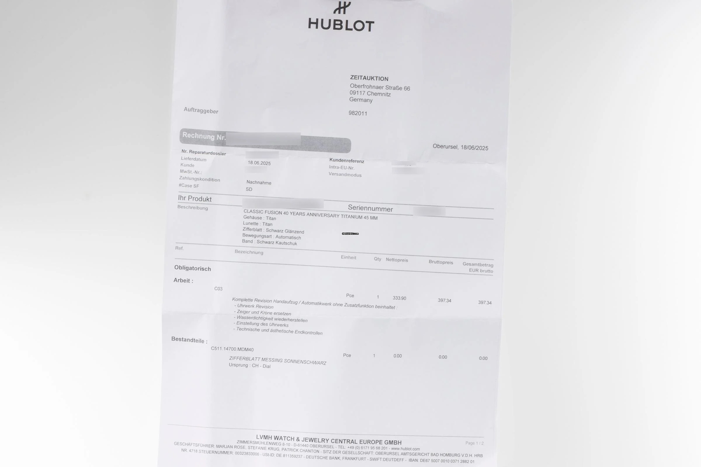 Thumbnail von Hublot Classic Fusion 45 Automatik Titan 511.NX.1270.RX Limited