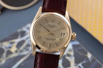 Thumbnail von Rolex Oyster Perpetual Date 18k Gold Damenuhr Ref.6624 vintage Klassiker