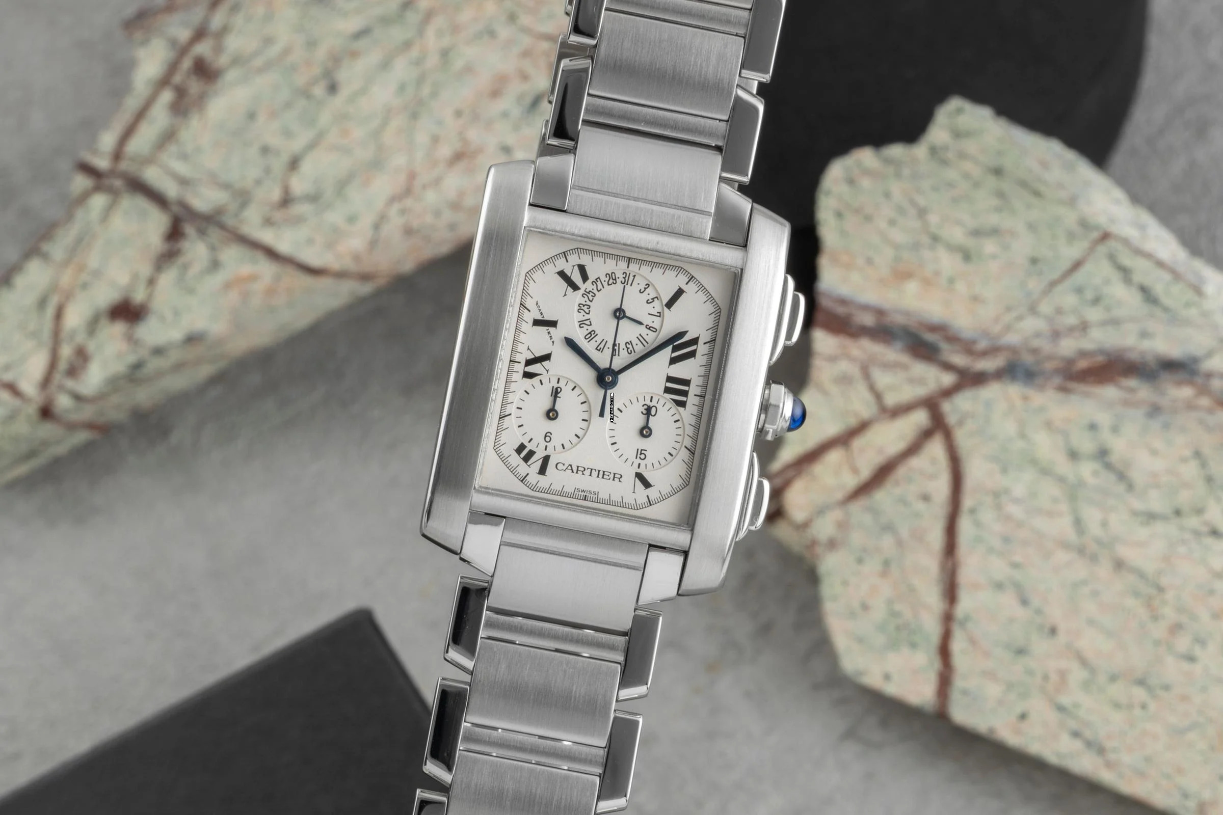  Cartier Tank Française Chronograph Edelstahl Quarz Herrenuhr Ref. W51001Q3 