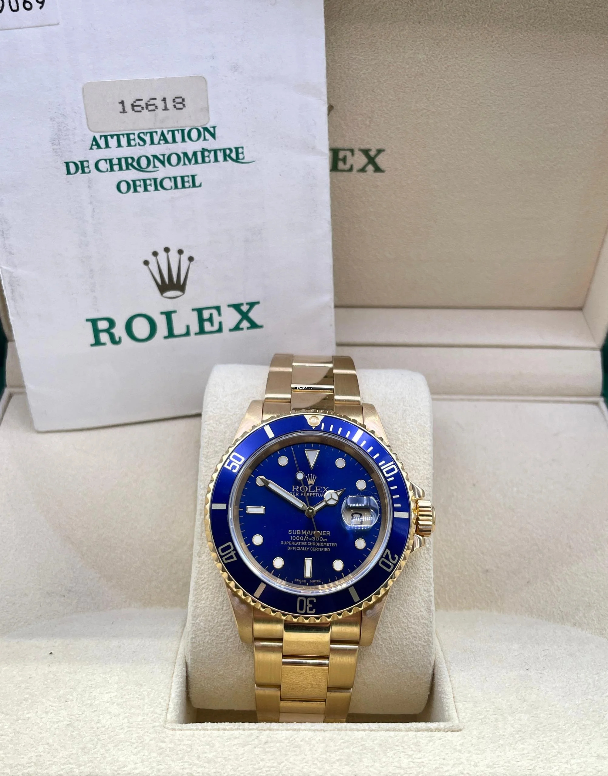  Rolex Submariner Date Blue D. FULL-GOLD 18KT. WITH PAPERS TOP CONDITION year:1997 