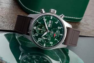 Thumbnail von IWC Fliegeruhr Chronograph Pilot Chronograph Green Stahl Automatik Ref. IW388103 B&P 2021