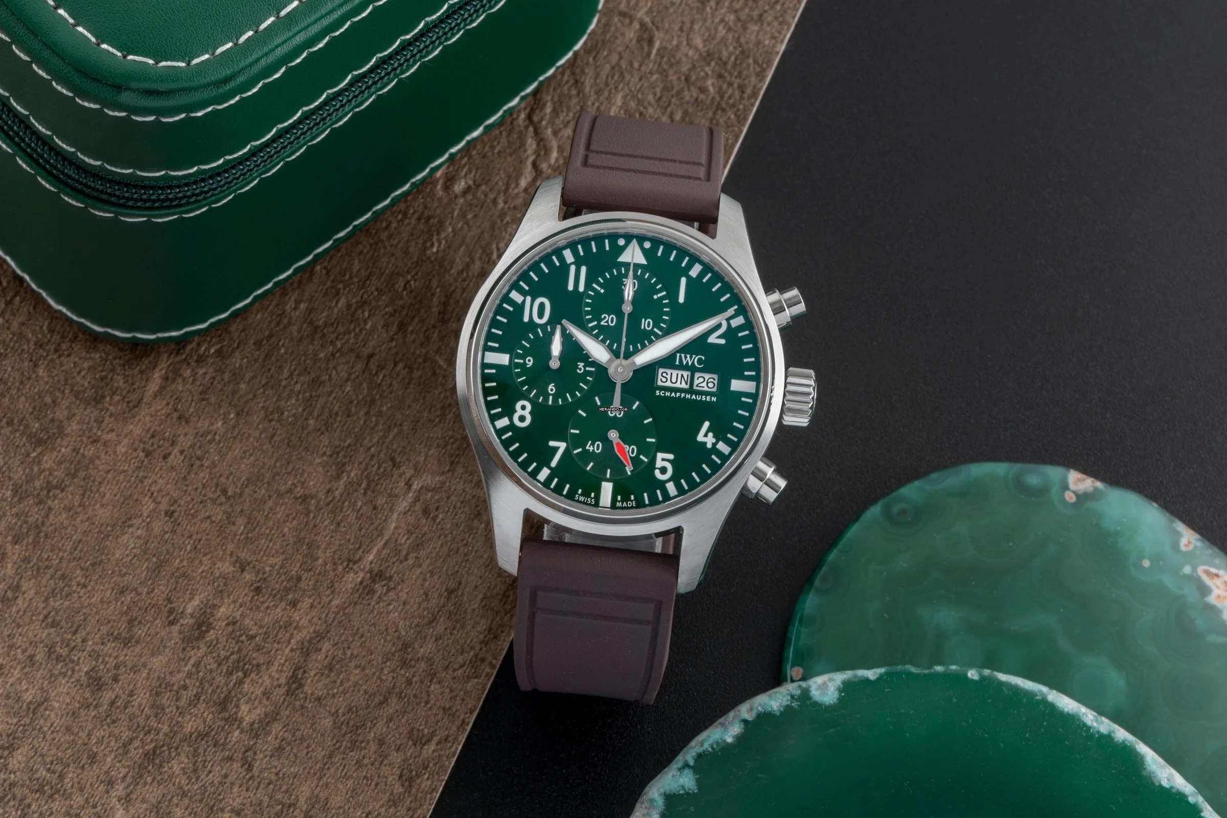 IWC Fliegeruhr Chronograph Pilot Chronograph Green Stahl Automatik Ref. IW388103 B&P 2021