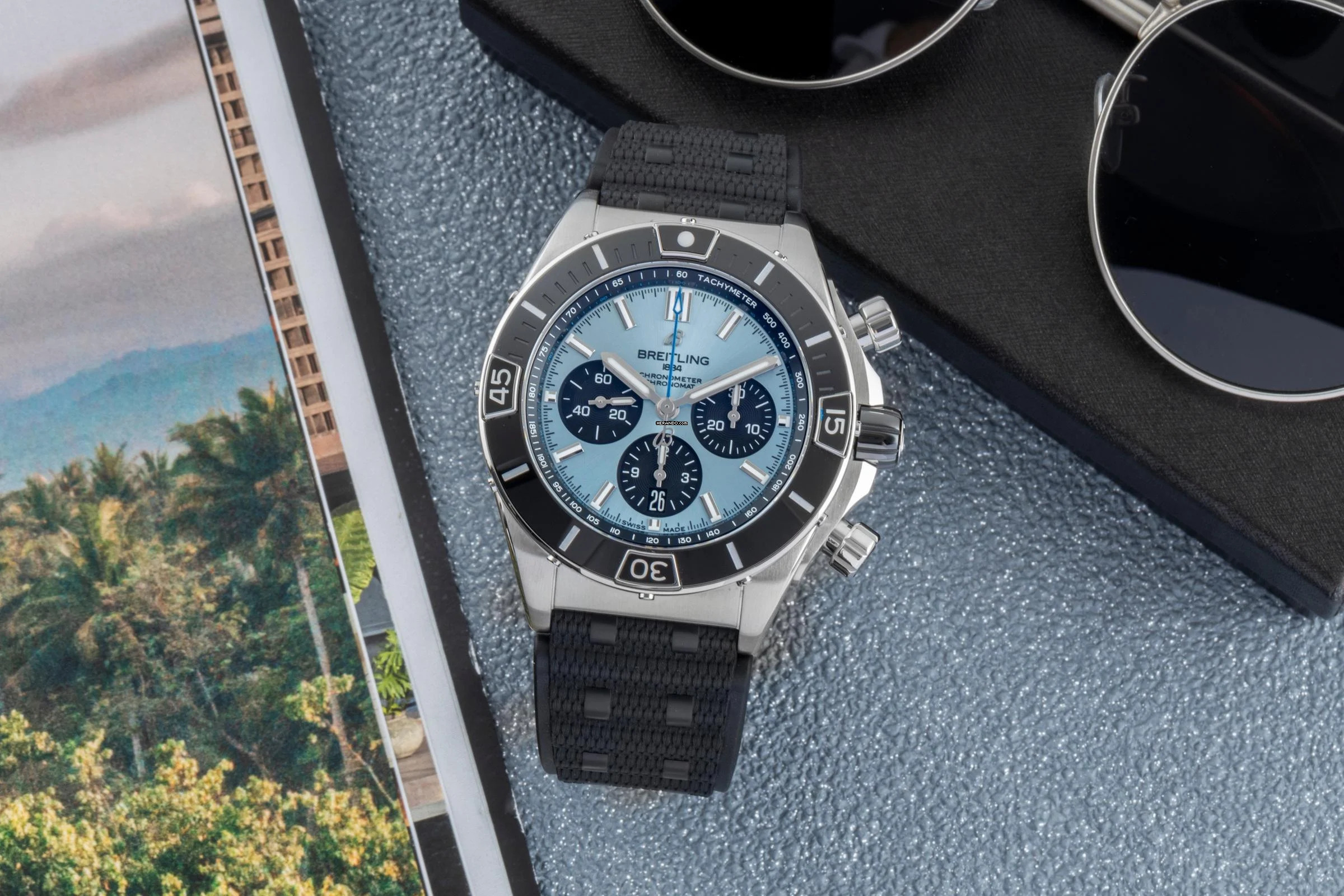  Breitling Chronomat 44 B01 Ice Blue Stahl / Platin Ref. PB0136251C1S1 B&P 2024 