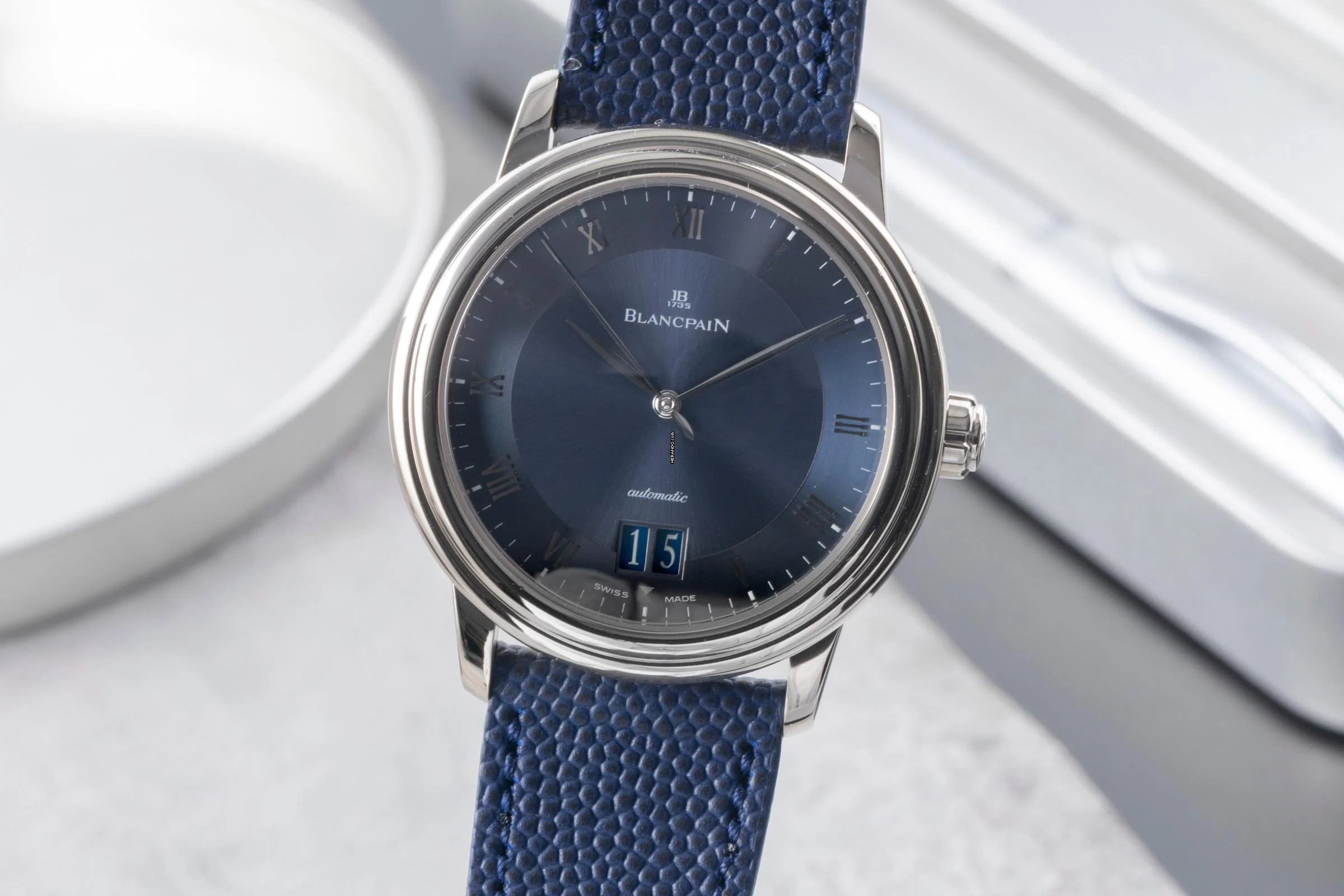  Blancpain Villeret 18k Weissgold Automatik Ref. 6850-1540-55 B&P 