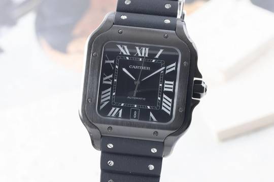 Cartier Santos Black Edelstahl Automatik Herrenuhr Ref. WSSA0039 B&P 2020 