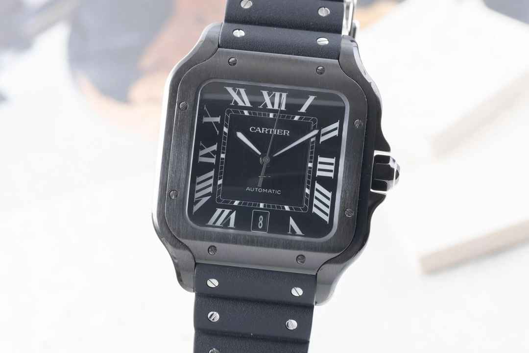  Cartier Santos Black Edelstahl Automatik Herrenuhr Ref. WSSA0039 B&P 2020 