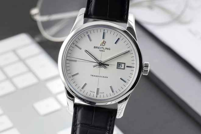  Breitling Transocean Edelstahl Automatik Herrenuhr Ref. A1036012/G721 B&P 2014 