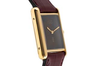 Thumbnail von Cartier Tank Vermeil LC GM Wood Spiderweb Dial Handaufzug Medium Size Ref. 6
