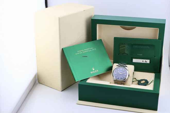  Rolex Oyster Perpetual 39 Mm Blue Dial - With Box And Papers - 114300 2020 