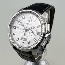 Thumbnail von Cartier Calibre de Cartier Chronograph W7100046 Stahlgehäuse Lederband mit Faltschließe Full Set