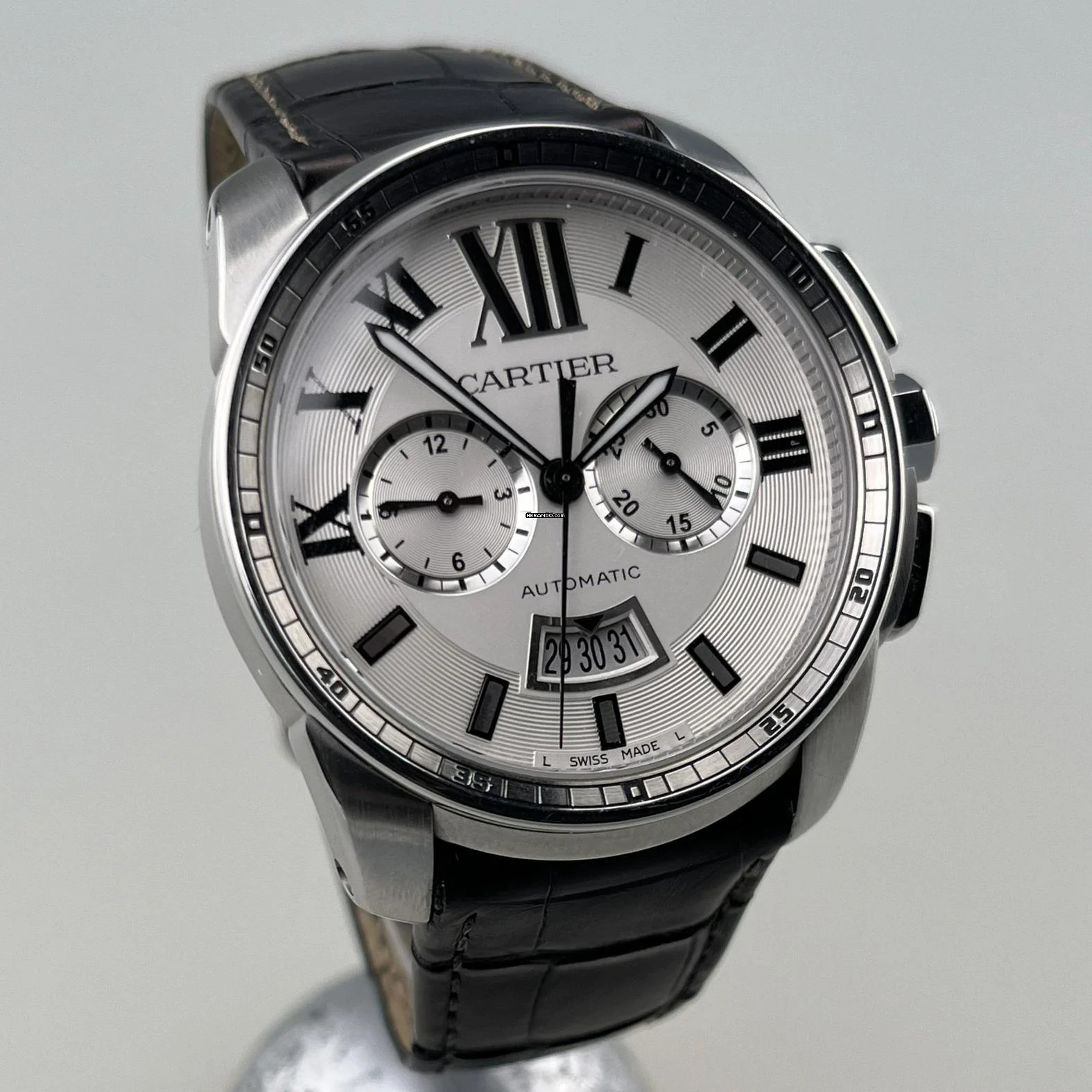 Cartier Calibre de Cartier Chronograph W7100046 Stahlgehäuse Lederband mit Faltschließe Full Set