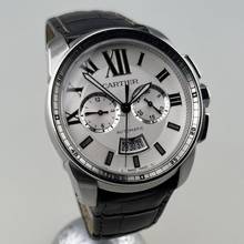 Thumbnail von Cartier Calibre de Cartier Chronograph W7100046 Stahlgehäuse Lederband mit Faltschließe Full Set