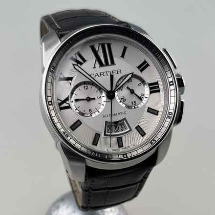  Cartier Calibre de Cartier Chronograph W7100046 Stahlgehäuse Lederband mit Faltschließe Full Set 