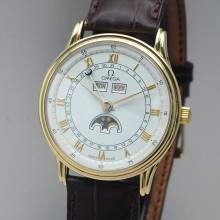 Thumbnail von Omega Triple Date Moonphase Cal.715 Gold 18k/750 RARE collectors watch TOP Condition