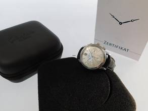 Thumbnail von Glashütte Original Senator Navigator Chronograph mit seltenem silbernen Zifferblatt Top Zustand Krokoband und Faltschließe