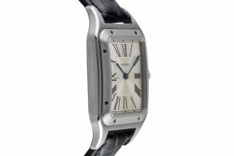 Thumbnail von Cartier Santos Dumont Edelstahl Handaufzug Herrenuhr Ref. WSSA0032 B&P 2021