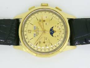 Thumbnail von Breitling Triple calendar moonphase 18Karat Gold Rare vintage watch