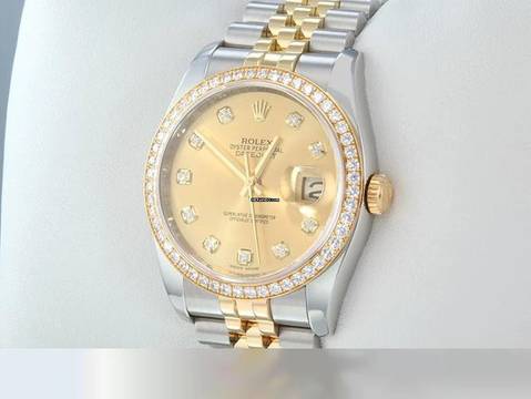  Rolex Datejust 36 36mm 116243 2012 Lc100 Stahl Gelbgold 750 Diamanten Automatik 
