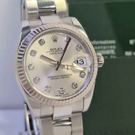  Rolex Datejust 31 31mm Ouro Branco & Aço & Diamantes Automático Completo 
