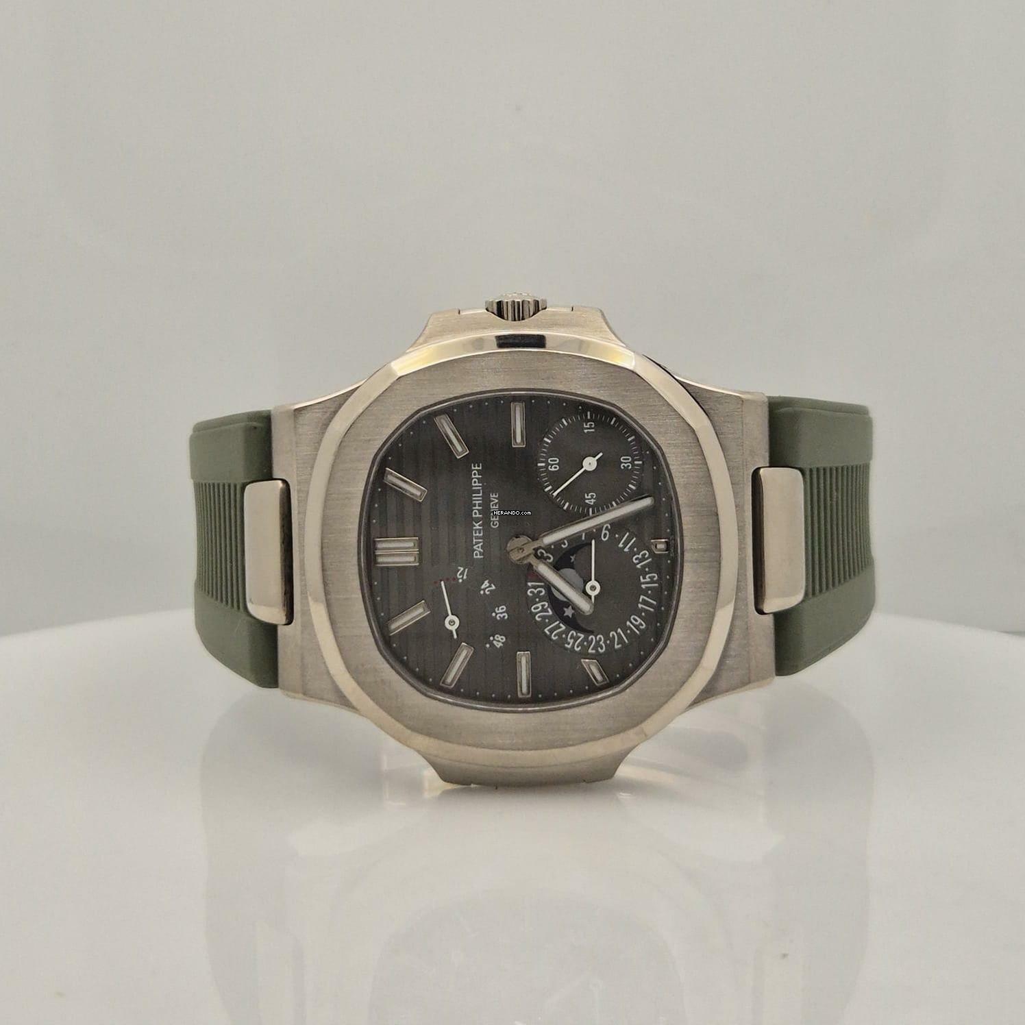 Thumbnail von Patek Philippe Nautilus Moonphase Power Reserve Ouro Branco 40mm Automático Completo