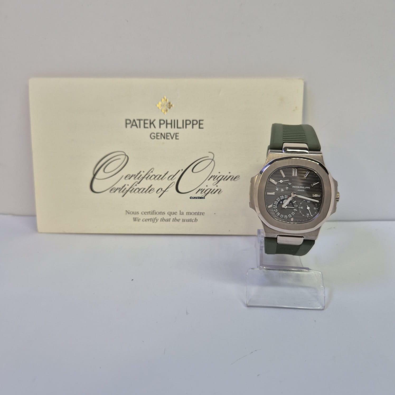 Thumbnail von Patek Philippe Nautilus Moonphase Power Reserve Ouro Branco 40mm Automático Completo