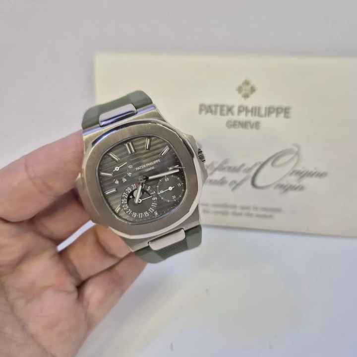  Patek Philippe Nautilus Moonphase Power Reserve Ouro Branco 40mm Automático Completo 