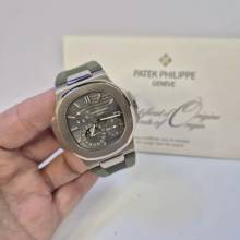 Thumbnail von Patek Philippe Nautilus Moonphase Power Reserve Ouro Branco 40mm Automático Completo