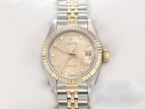 Rolex Lady-Datejust Edelstahl Gelbgold 750 Diamanten Automatik Gold Stahl Damen Stainless Steel 18kt Yellow Gold Jubilé-band Chronometer Oyster 
