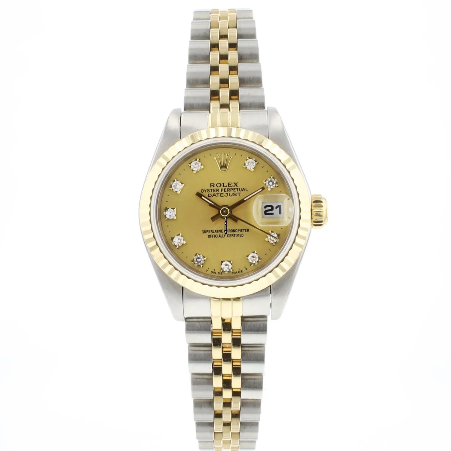 Rolex Lady-Datejust 26 Steel Gold Jubilee Champagne Diamond Dial