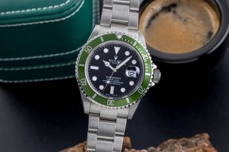 Thumbnail von Rolex Submariner Date Kermit Flat Four Automatik Herrenuhr Ref. 16610T F-Serie