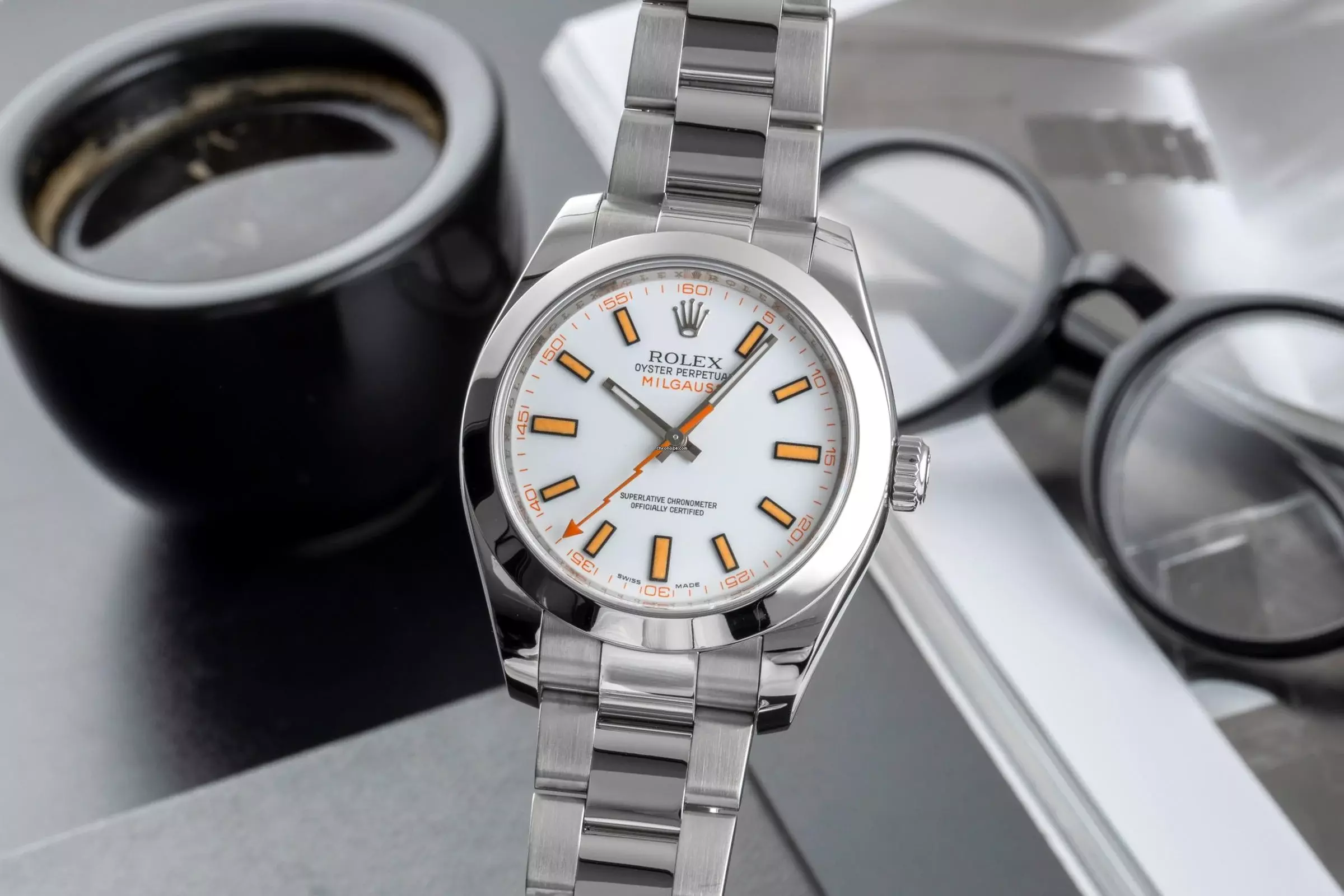  Rolex Milgauss White Dial Oyster Edelstahl Automatik Herren Ref. 116400 B&P 2008 