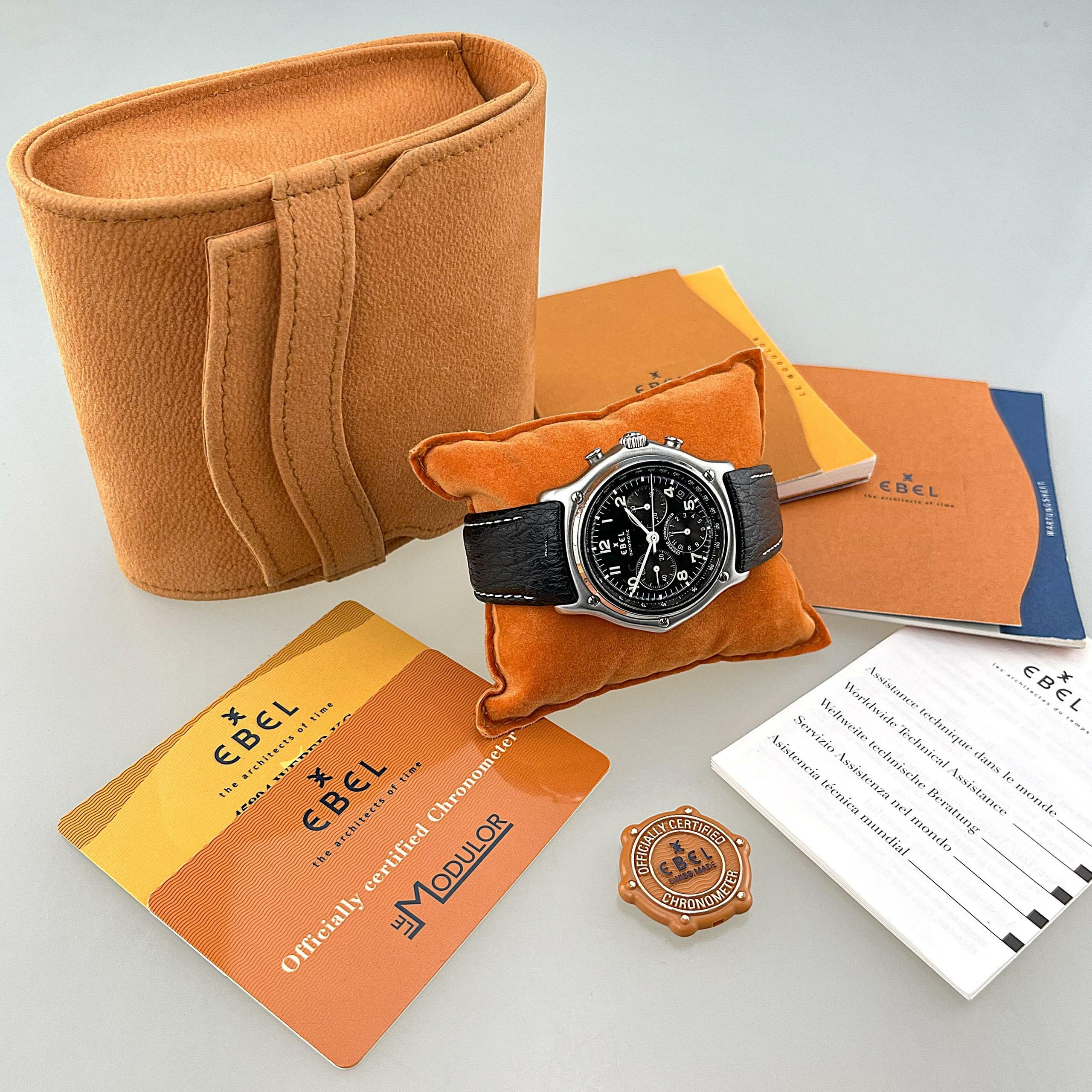  Ebel Le Modulor 1911 Chronograph Automatik Edelstahl Lederarmband mit Faltschließe Erstbesitz Full Set - Box Garantiekarte Siegel und s. Papiere 