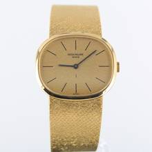 Thumbnail von Patek Philippe Ellipse d'Or VINTAGE//FULL SET//GOLDEN LINEN DIAL//REF.3545/2//18KT # IK2