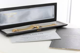 Thumbnail von Patek Philippe Ellipse d'Or VINTAGE//FULL SET//GOLDEN LINEN DIAL//REF.3545/2//18KT # IK2