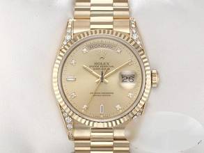 Thumbnail von Rolex Day-Date 36 36mm 18338 1996 Diamanten Gelbgold 750 Automatik 18kt Yellow Gold President-band Chronometer Oyster