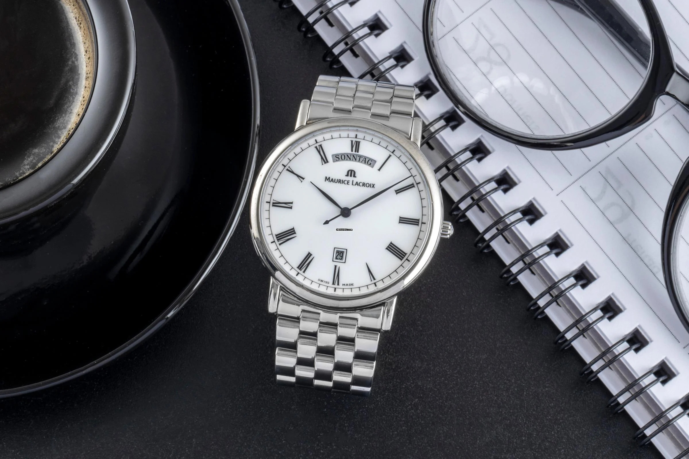  Maurice Lacroix Les Classiques Stahl Quarz Herrenuhr Ref. 96856 